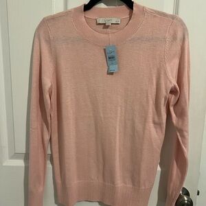LOFT Pink Crew Neck Sweater Fine Knit Pullover